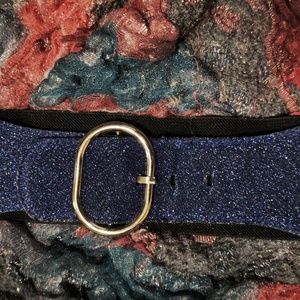 Blue glitter and black stretch belt, siz 1x